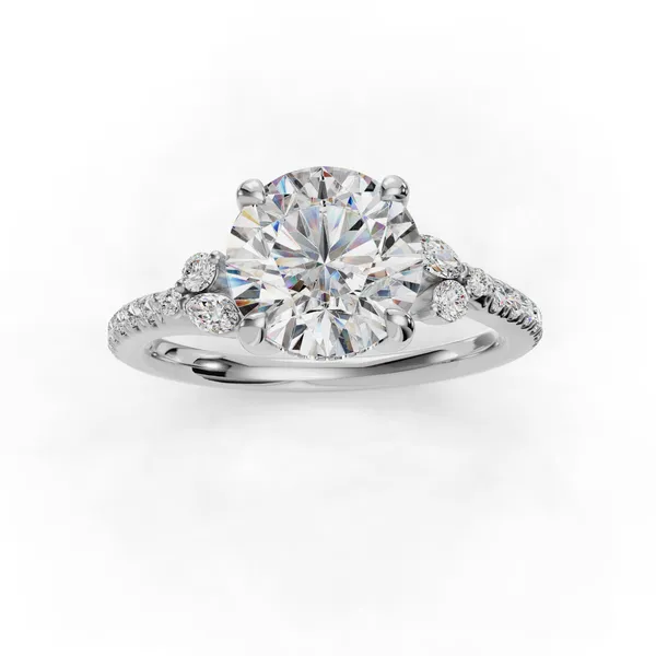 Platinum Round Engagement Ring Setting Image 4 SVS Fine Jewelry Oceanside, NY