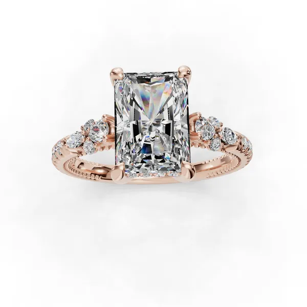 14K Rose Gold Radiant Engagement Ring Setting Image 4 SVS Fine Jewelry Oceanside, NY