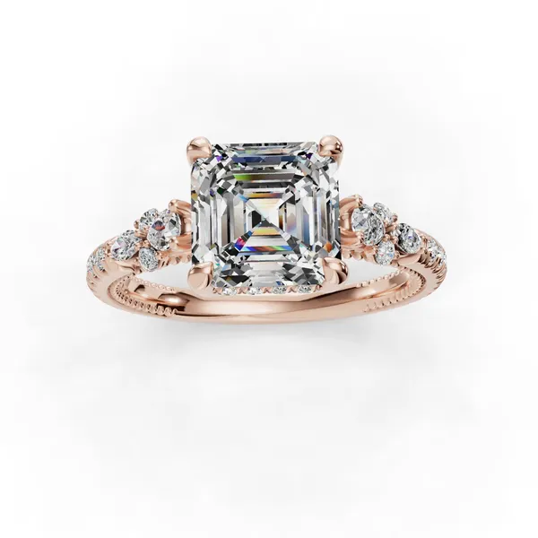 14K Rose Gold Asscher Engagement Ring Setting Image 4 SVS Fine Jewelry Oceanside, NY