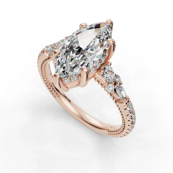14K Rose Gold Marquise Engagement Ring Setting SVS Fine Jewelry Oceanside, NY