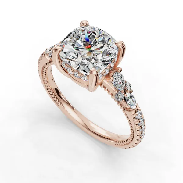 14K Rose Gold Cushion Engagement Ring Setting SVS Fine Jewelry Oceanside, NY