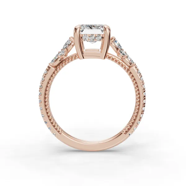14K Rose Gold Emerald Engagement Ring Setting Image 2 SVS Fine Jewelry Oceanside, NY
