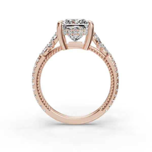 14K Rose Gold Princess Engagement Ring Setting Image 2 SVS Fine Jewelry Oceanside, NY