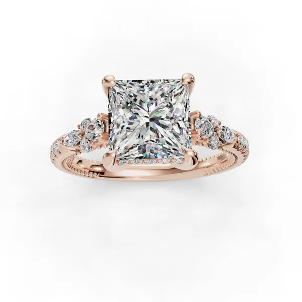 14K Rose Gold Princess Engagement Ring Setting Image 4 SVS Fine Jewelry Oceanside, NY