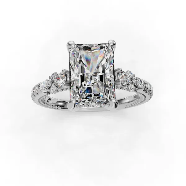 14K White Gold Radiant Engagement Ring Setting Image 4 SVS Fine Jewelry Oceanside, NY