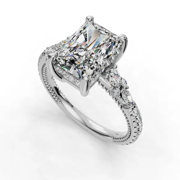 14K White Gold Radiant Engagement Ring Setting SVS Fine Jewelry Oceanside, NY