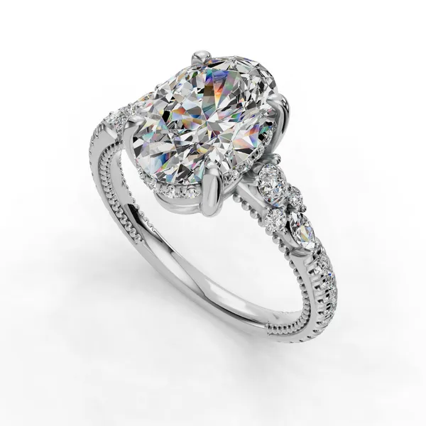 14K White Gold Oval Engagement Ring Setting SVS Fine Jewelry Oceanside, NY