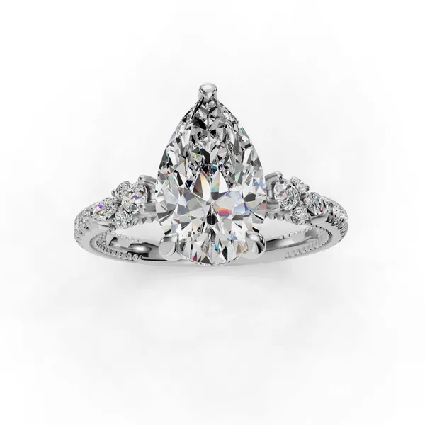 14K White Gold Pear Engagement Ring Setting Image 4 SVS Fine Jewelry Oceanside, NY