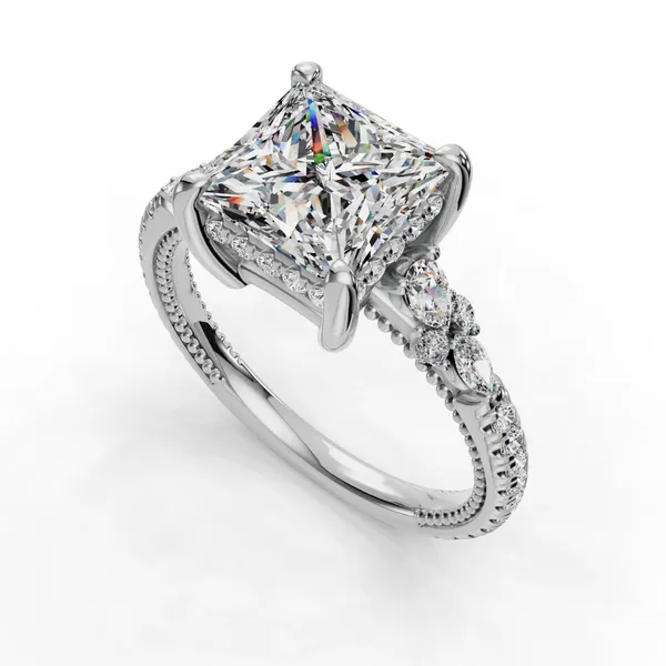 14K White Gold Princess Engagement Ring Setting SVS Fine Jewelry Oceanside, NY