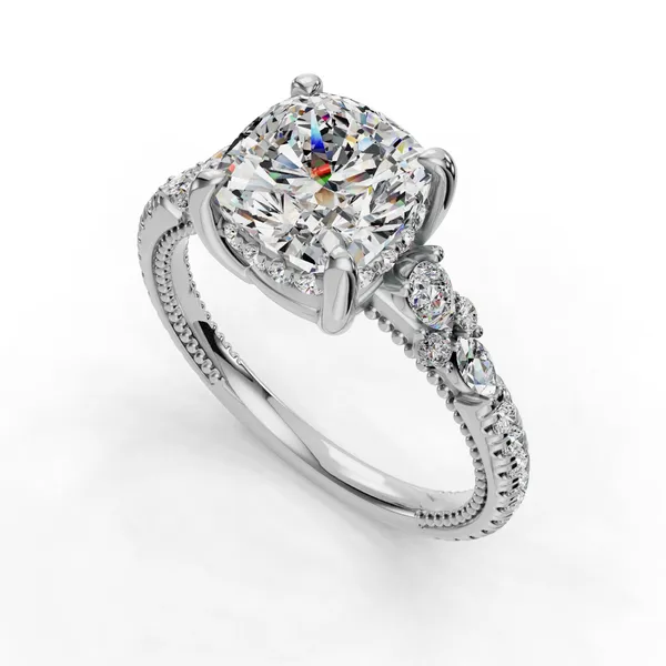 14K White Gold Cushion Engagement Ring Setting SVS Fine Jewelry Oceanside, NY