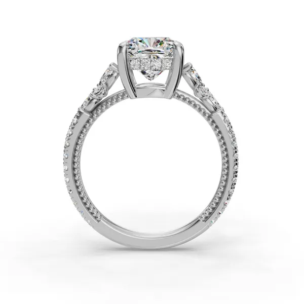 14K White Gold Cushion Engagement Ring Setting Image 2 SVS Fine Jewelry Oceanside, NY