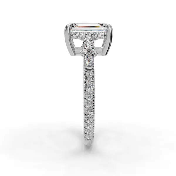 14K White Gold Emerald Engagement Ring Setting Image 3 SVS Fine Jewelry Oceanside, NY