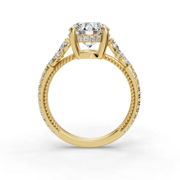 14K Yellow Gold Round Engagement Ring Setting Image 2 SVS Fine Jewelry Oceanside, NY