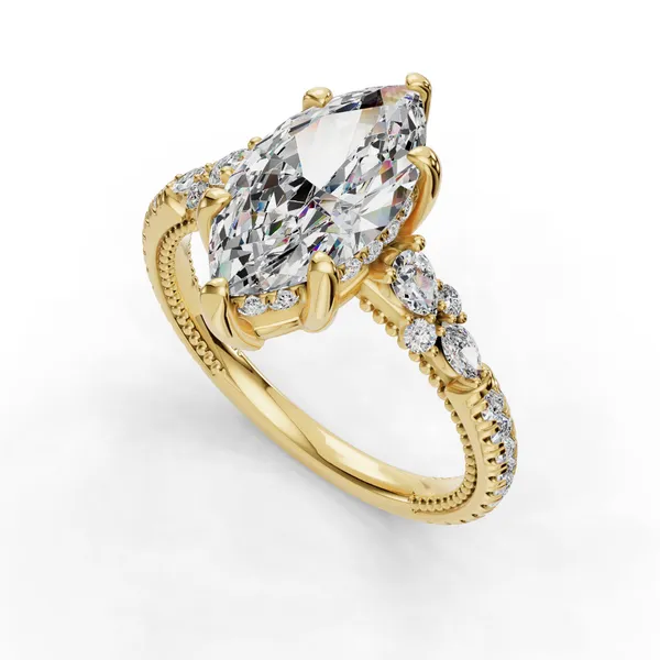 14K Yellow Gold Marquise Engagement Ring Setting SVS Fine Jewelry Oceanside, NY