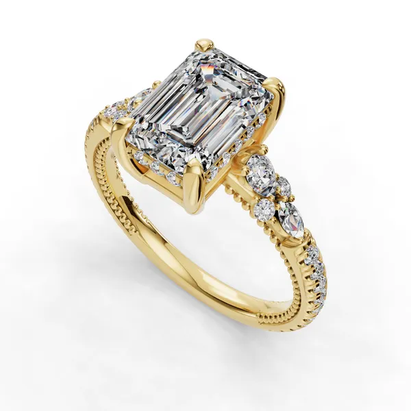 14K Yellow Gold Emerald Engagement Ring Setting SVS Fine Jewelry Oceanside, NY