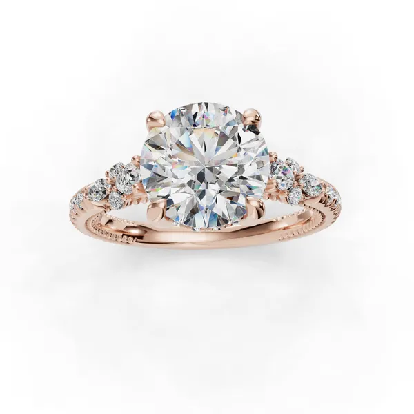 18K Rose Gold Round Engagement Ring Setting Image 4 SVS Fine Jewelry Oceanside, NY