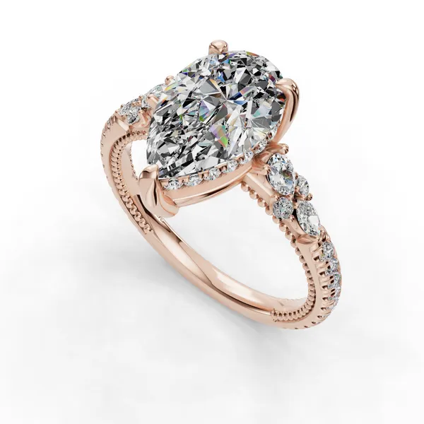 18K Rose Gold Pear Engagement Ring Setting SVS Fine Jewelry Oceanside, NY