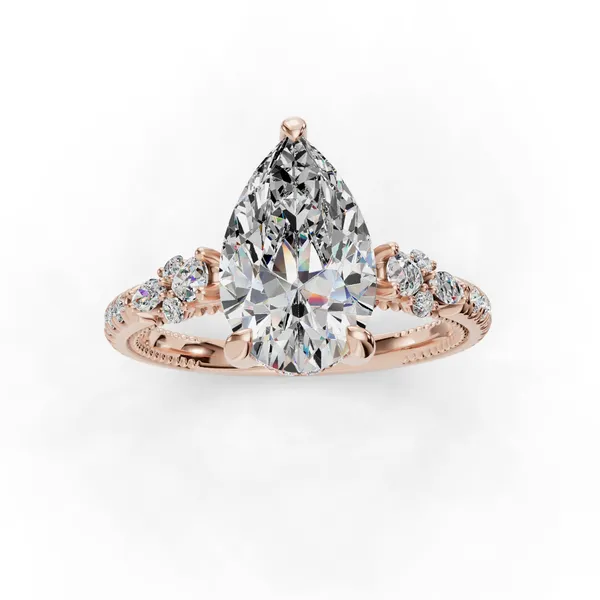 18K Rose Gold Pear Engagement Ring Setting Image 4 SVS Fine Jewelry Oceanside, NY