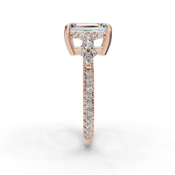 18K Rose Gold Emerald Engagement Ring Setting Image 3 SVS Fine Jewelry Oceanside, NY