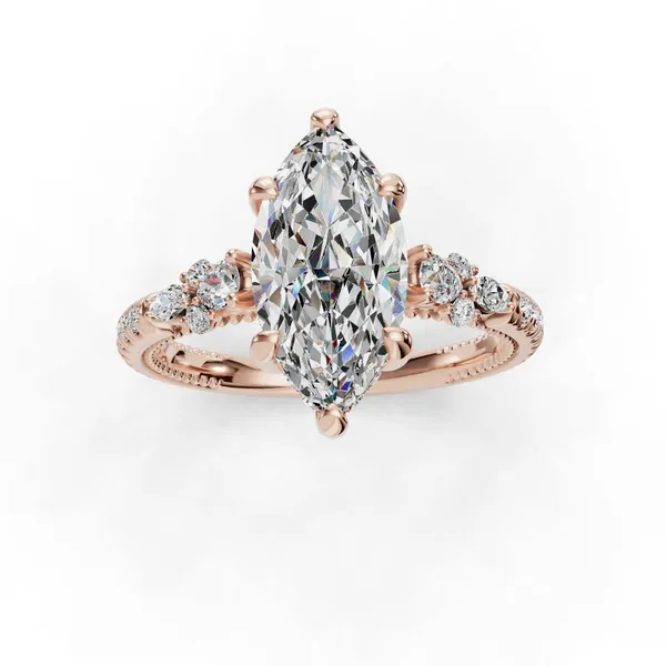 18K Rose Gold Marquise Engagement Ring Setting Image 4 SVS Fine Jewelry Oceanside, NY