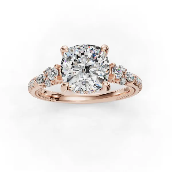18K Rose Gold Cushion Engagement Ring Setting Image 4 SVS Fine Jewelry Oceanside, NY