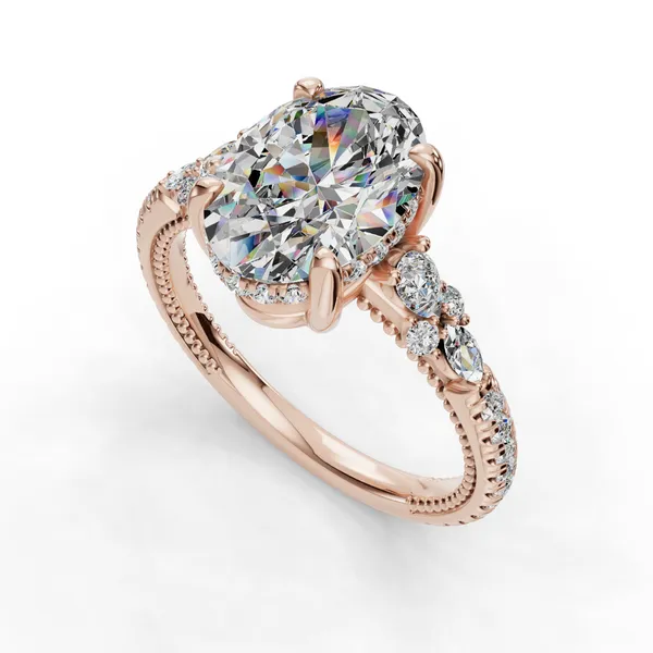 18K Rose Gold Oval Engagement Ring Setting SVS Fine Jewelry Oceanside, NY