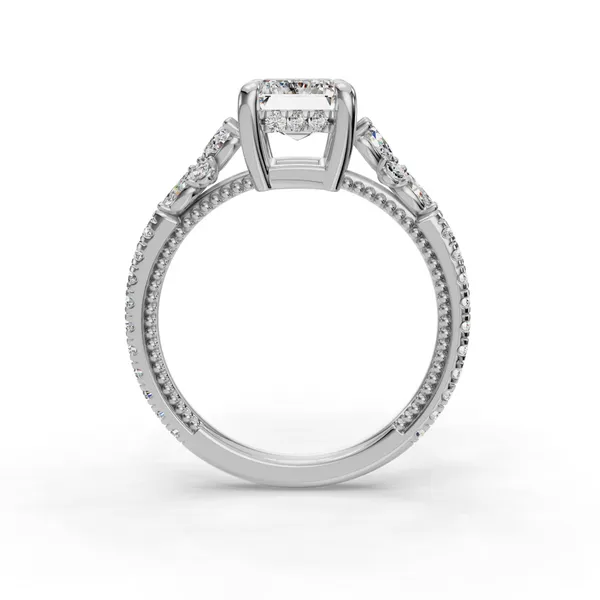 18K White Gold Emerald Engagement Ring Setting Image 2 SVS Fine Jewelry Oceanside, NY