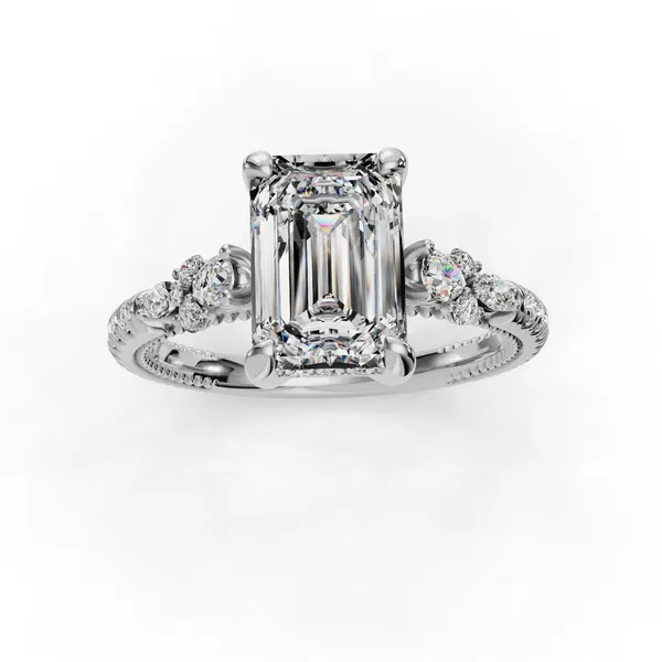 18K White Gold Emerald Engagement Ring Setting Image 4 SVS Fine Jewelry Oceanside, NY