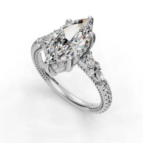 18K White Gold Marquise Engagement Ring Setting SVS Fine Jewelry Oceanside, NY