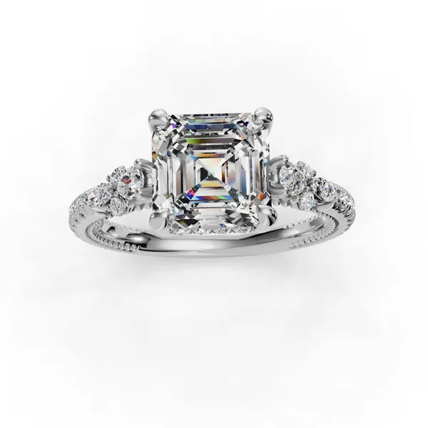 18K White Gold Asscher Engagement Ring Setting Image 4 SVS Fine Jewelry Oceanside, NY