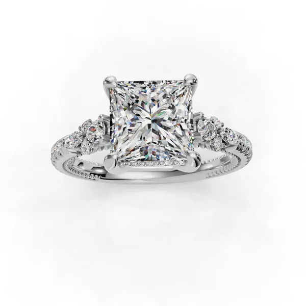 18K White Gold Princess Engagement Ring Setting Image 4 SVS Fine Jewelry Oceanside, NY