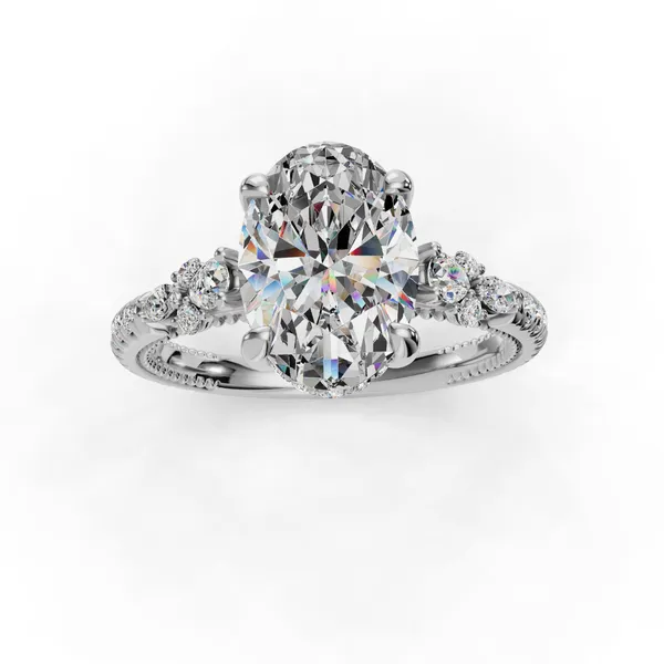 18K White Gold Oval Engagement Ring Setting Image 4 SVS Fine Jewelry Oceanside, NY