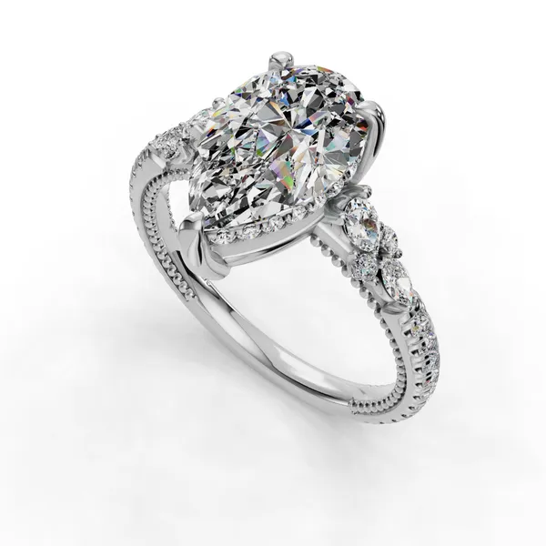 18K White Gold Pear Engagement Ring Setting SVS Fine Jewelry Oceanside, NY