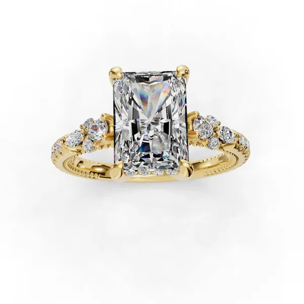 18K Yellow Gold Radiant Engagement Ring Setting Image 4 SVS Fine Jewelry Oceanside, NY