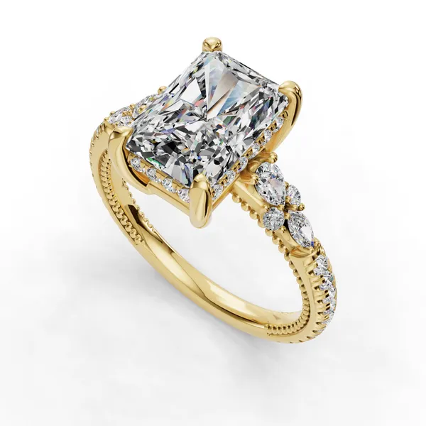 18K Yellow Gold Radiant Engagement Ring Setting SVS Fine Jewelry Oceanside, NY