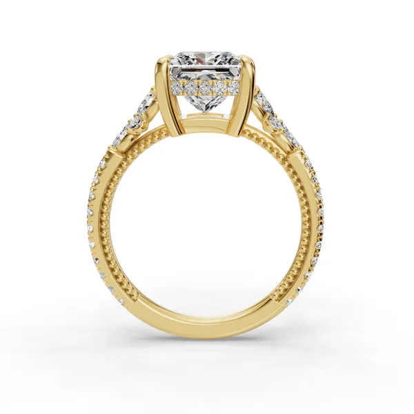 18K Yellow Gold Princess Engagement Ring Setting Image 2 SVS Fine Jewelry Oceanside, NY