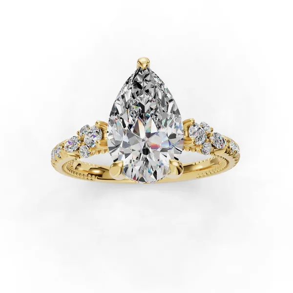 18K Yellow Gold Pear Engagement Ring Setting Image 4 SVS Fine Jewelry Oceanside, NY