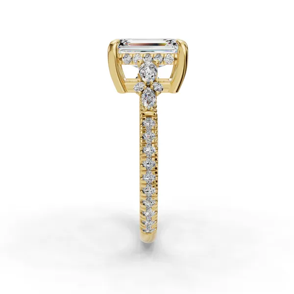 18K Yellow Gold Emerald Engagement Ring Setting Image 3 SVS Fine Jewelry Oceanside, NY