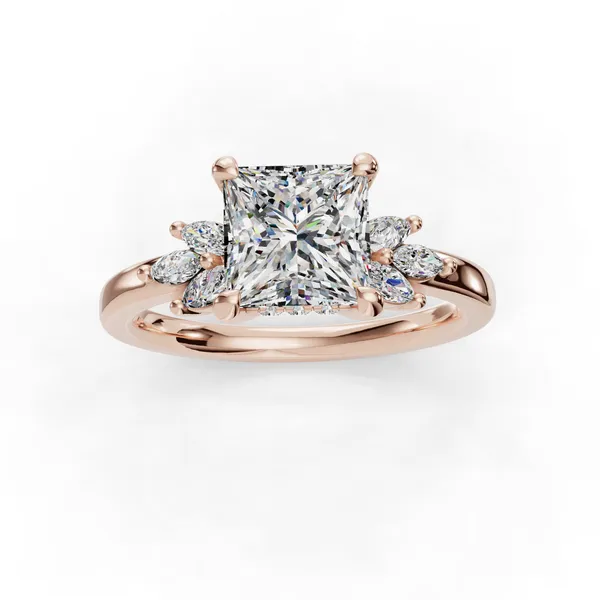 14K Rose Gold Princess Engagement Ring Setting Image 4 SVS Fine Jewelry Oceanside, NY