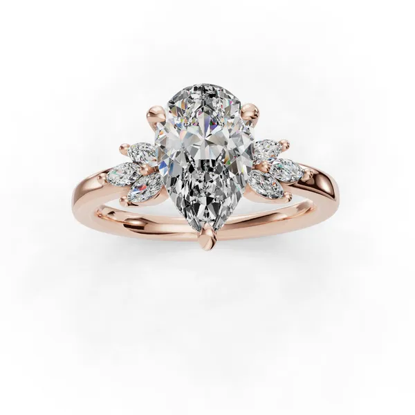 14K Rose Gold Pear Engagement Ring Setting Image 4 SVS Fine Jewelry Oceanside, NY