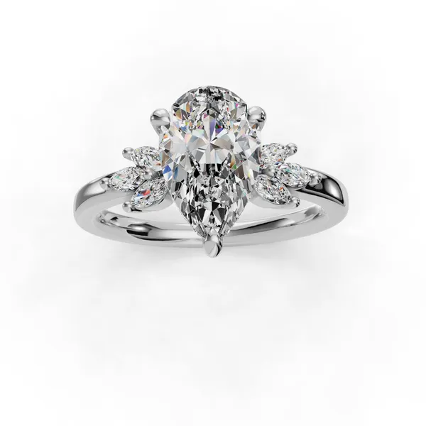 14K White Gold Pear Engagement Ring Setting Image 4 SVS Fine Jewelry Oceanside, NY