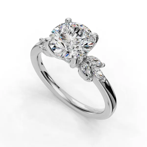 14K White Gold Round Engagement Ring Setting SVS Fine Jewelry Oceanside, NY