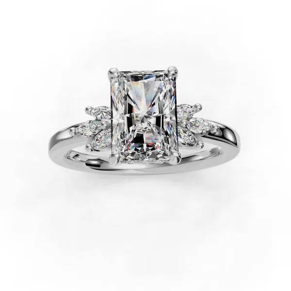 14K White Gold Radiant Engagement Ring Setting Image 4 SVS Fine Jewelry Oceanside, NY