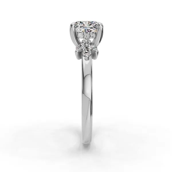 14K White Gold Cushion Engagement Ring Setting Image 3 SVS Fine Jewelry Oceanside, NY