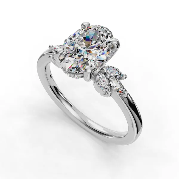 14K White Gold Oval Engagement Ring Setting SVS Fine Jewelry Oceanside, NY