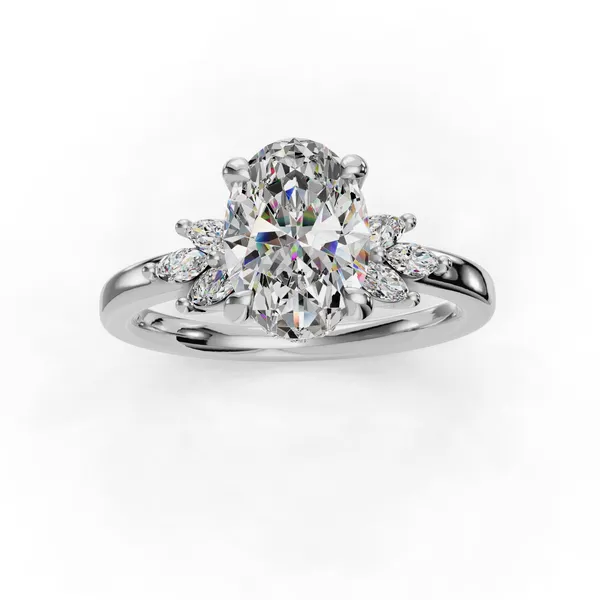 14K White Gold Oval Engagement Ring Setting Image 4 SVS Fine Jewelry Oceanside, NY