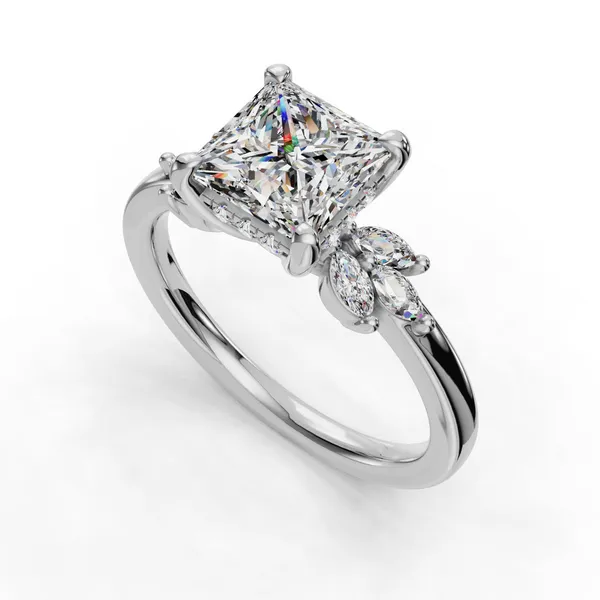 14K White Gold Princess Engagement Ring Setting SVS Fine Jewelry Oceanside, NY