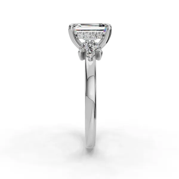 14K White Gold Emerald Engagement Ring Setting Image 3 SVS Fine Jewelry Oceanside, NY