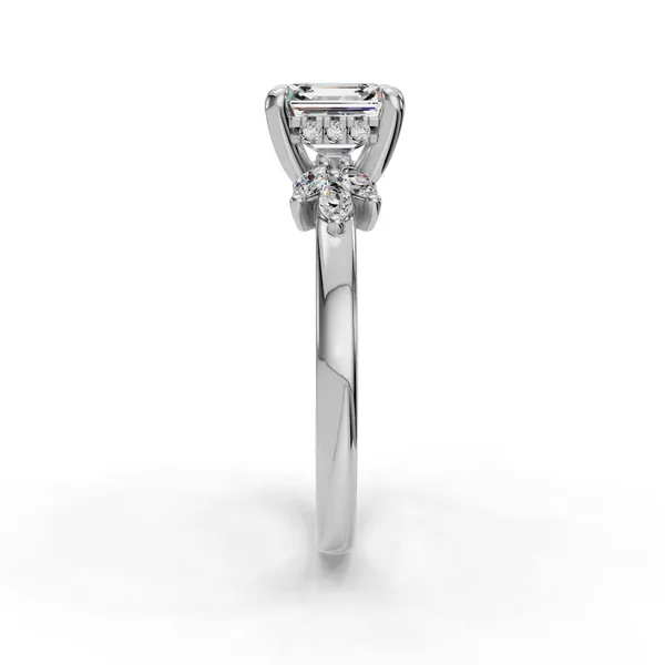 14K White Gold Asscher Engagement Ring Setting Image 3 SVS Fine Jewelry Oceanside, NY