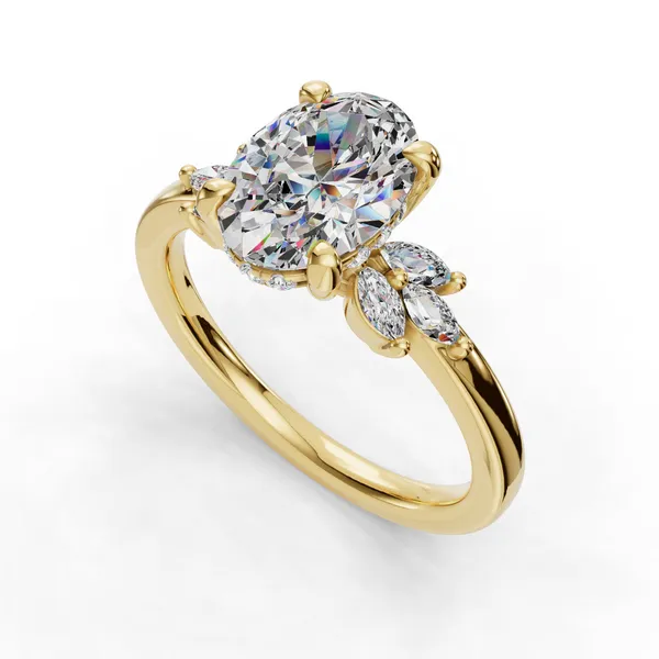 14K Yellow Gold Oval Engagement Ring Setting SVS Fine Jewelry Oceanside, NY